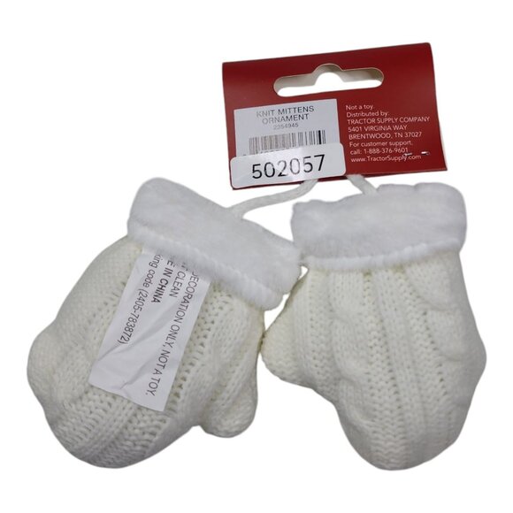 Red Shed Knit Mittens Ornament Christmas Tree Ornament White Christmas Decor - Picture 2 of 8